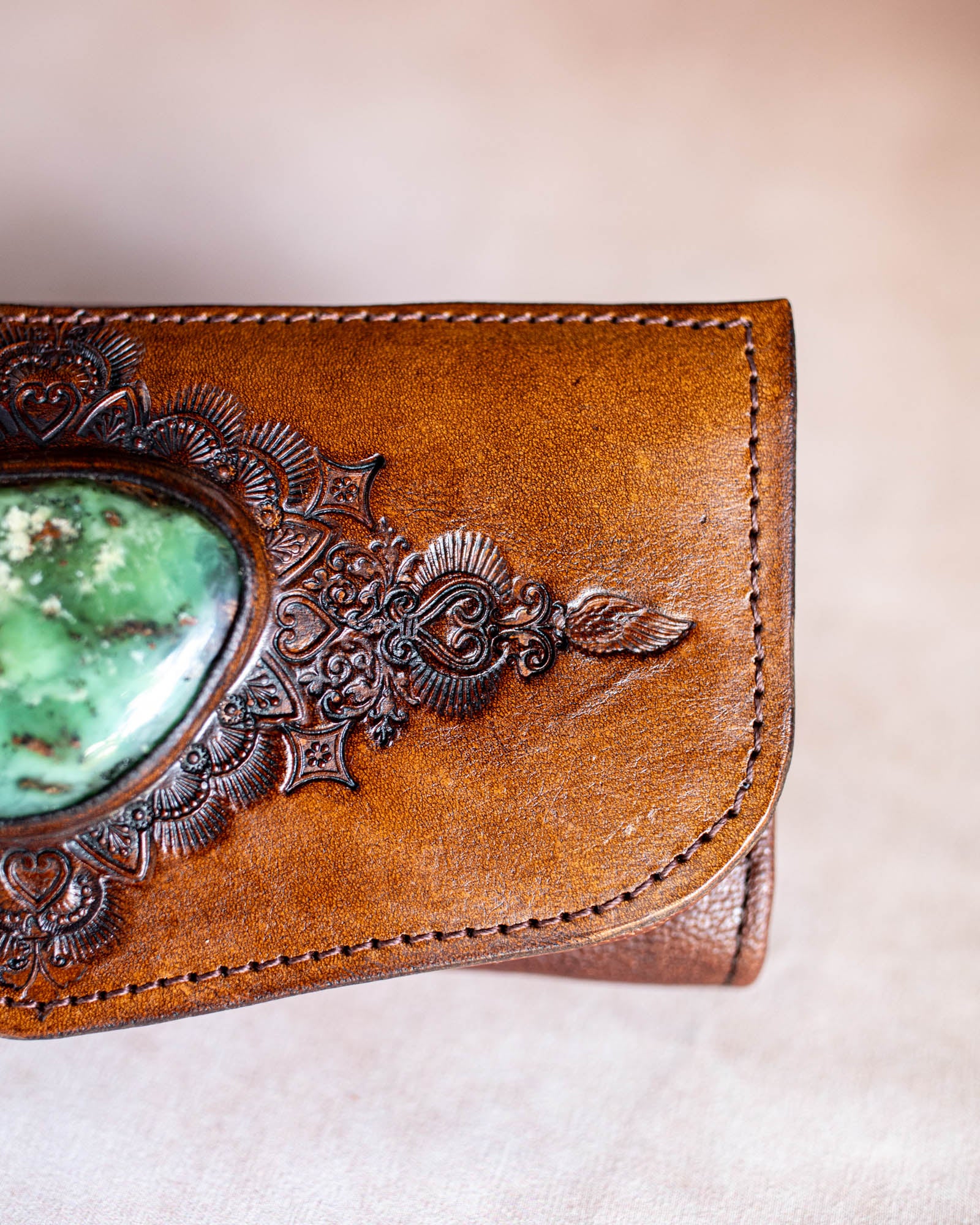Mandala Wallet with Australian Chrysoprase