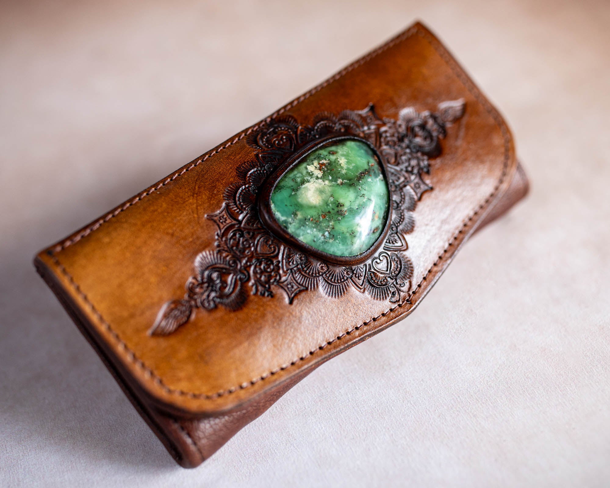 Mandala Wallet with Australian Chrysoprase