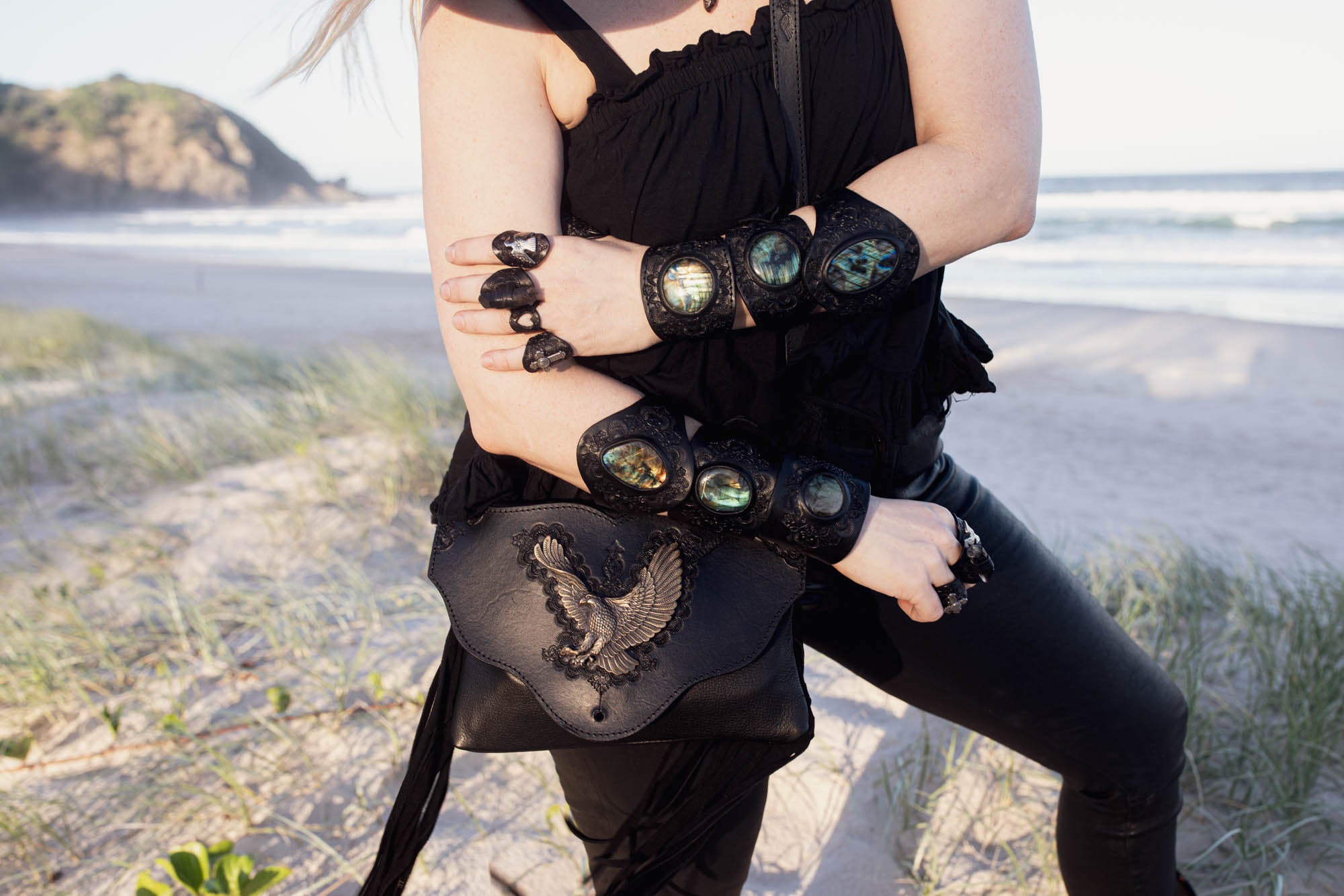 Black Magic Cuff with Labradorite