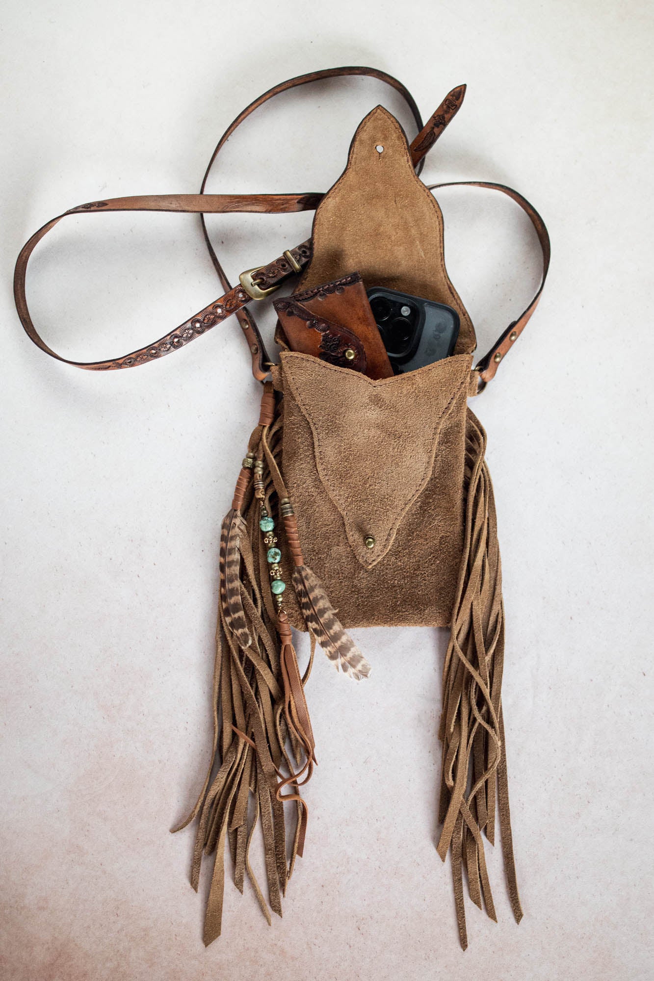 Gypsy Wanderer Phone Pouch with Mexican Turquoise