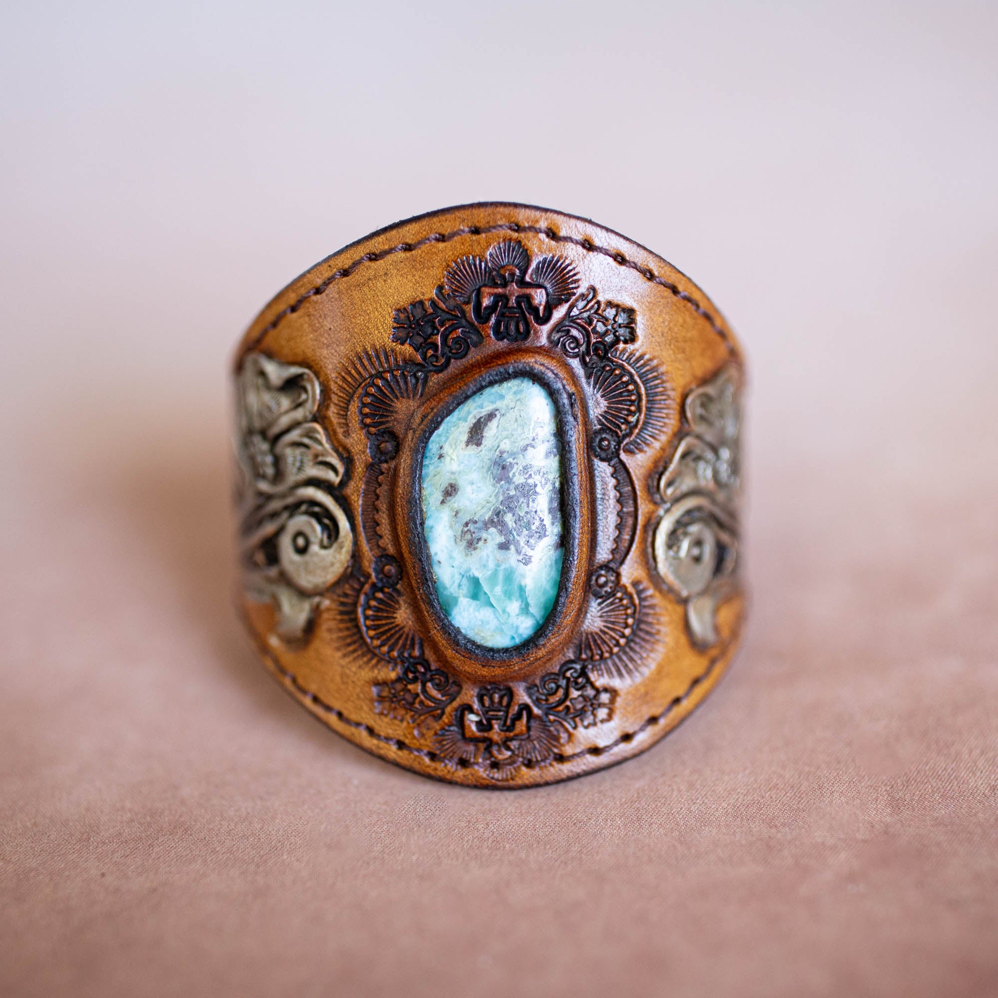 Western Floral Cuff with Larimar