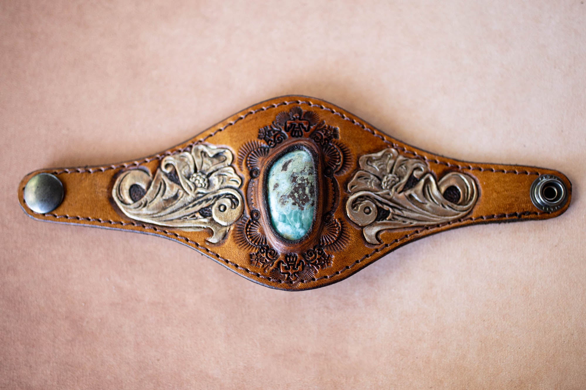 Western Floral Cuff with Larimar