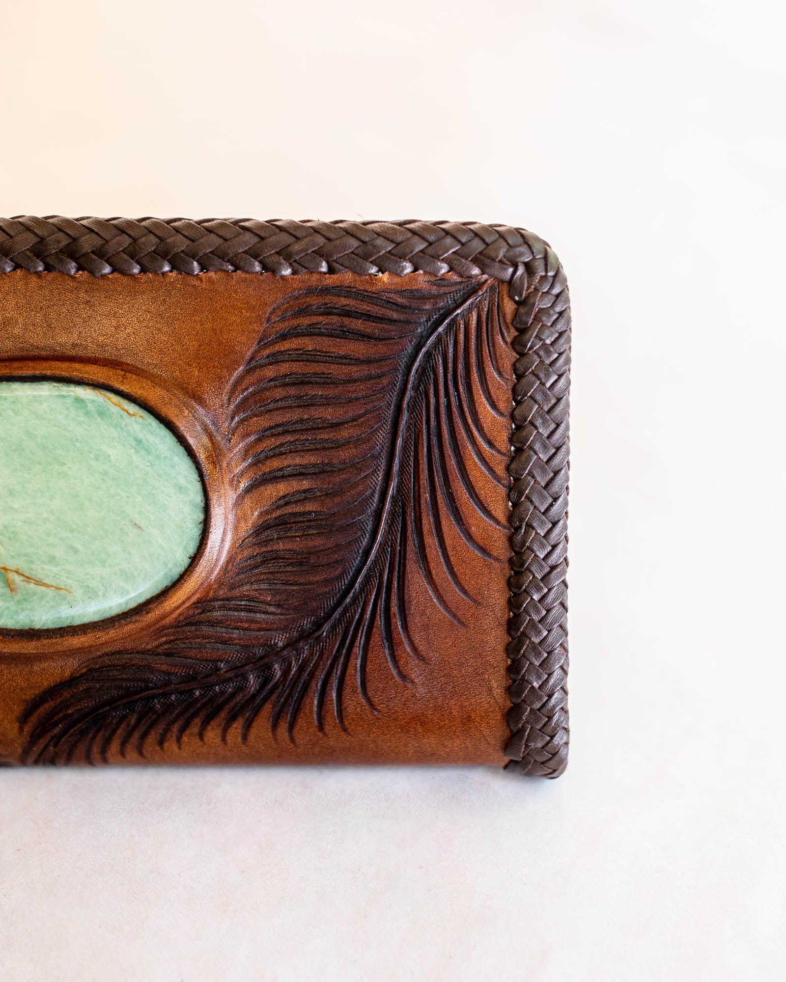 Large Eagle Feather Zip Wallet with Amazonite - Buffalo Girl®