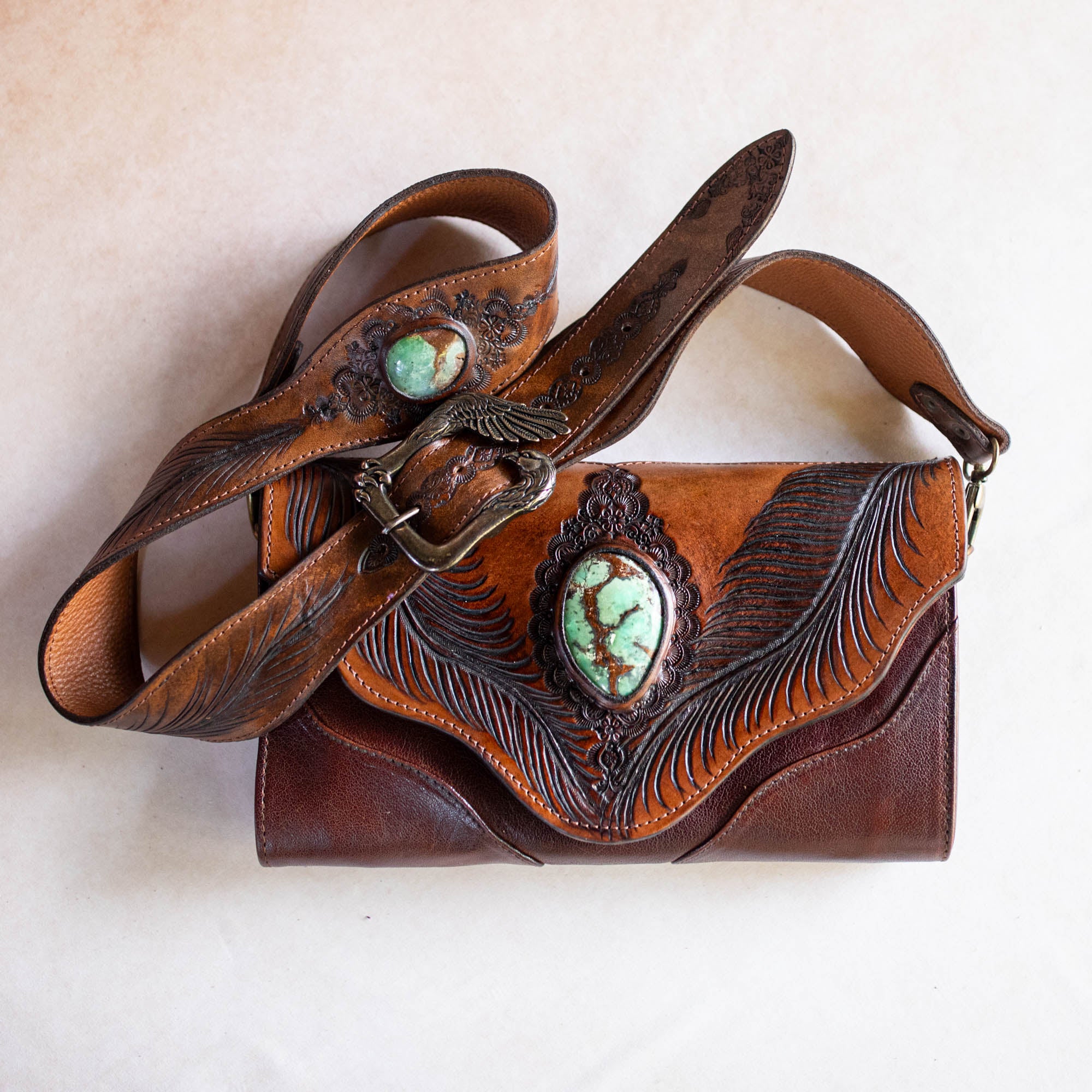 Eagle Feather Clutch with Chrysoprase