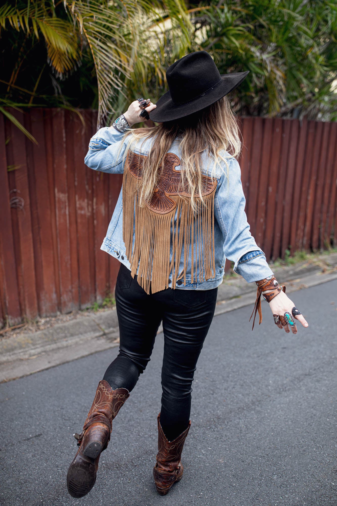 Blue Denim Easy Rider Tasseled Eagle Jacket