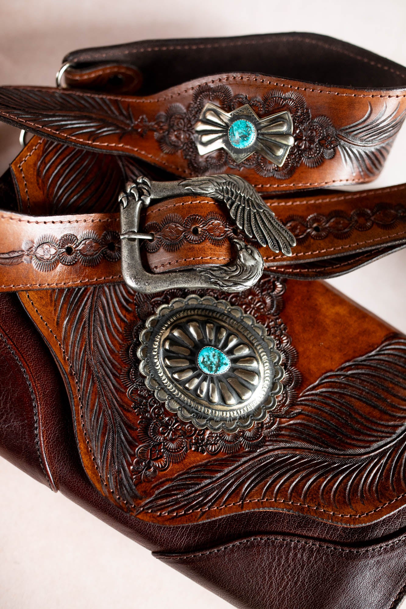 Eagle Feather Clutch with Navajo Concho