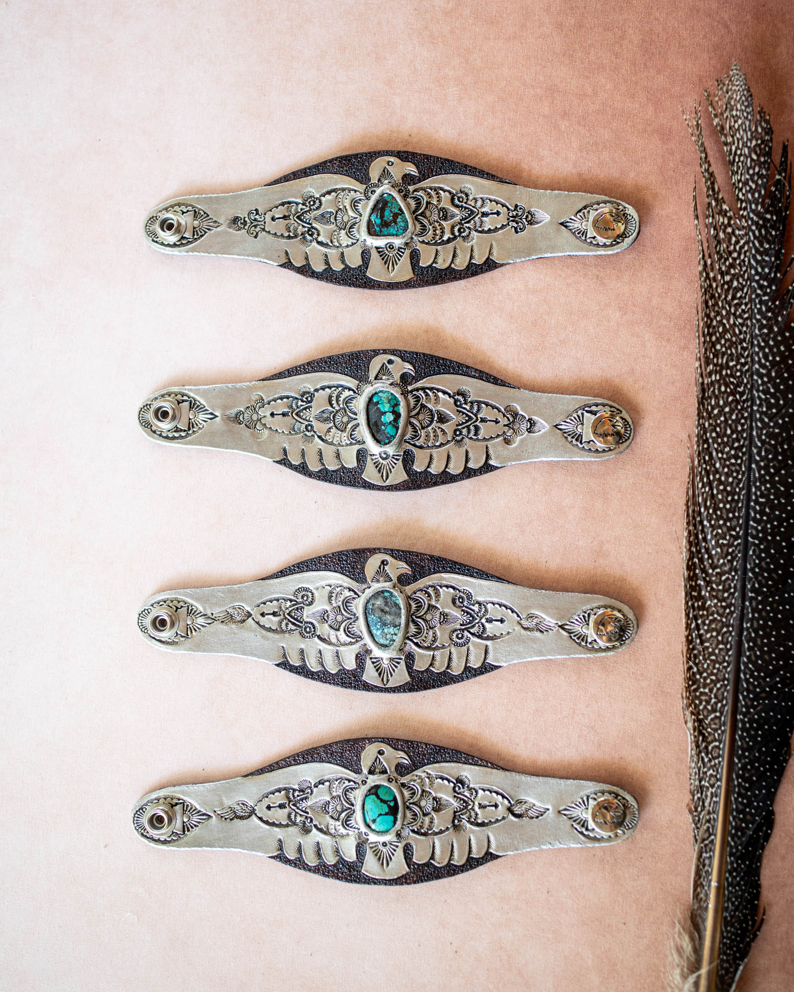 Hand Painted Thunderbird Cuff with Turquoise