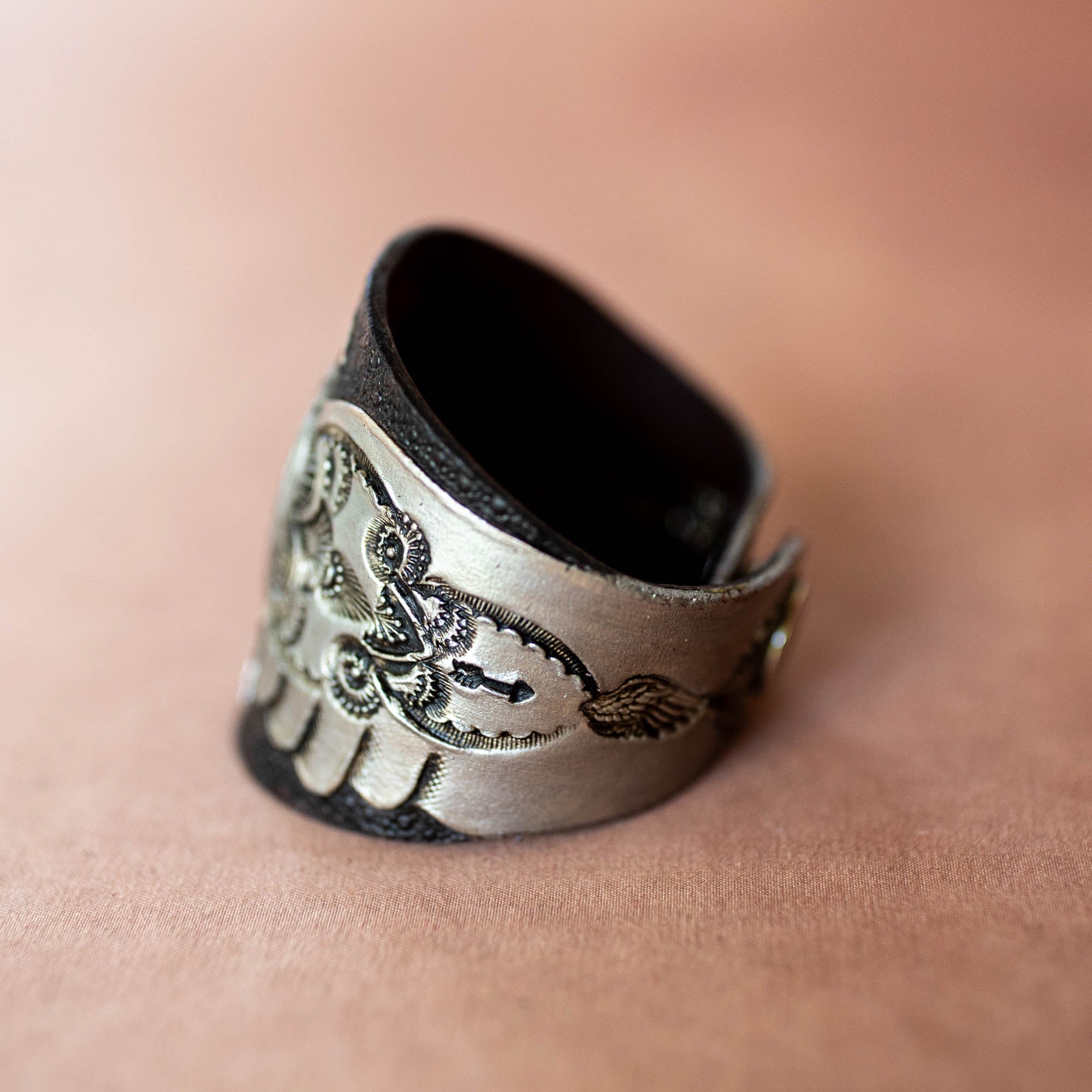 Hand Painted Thunderbird Cuff with Turquoise